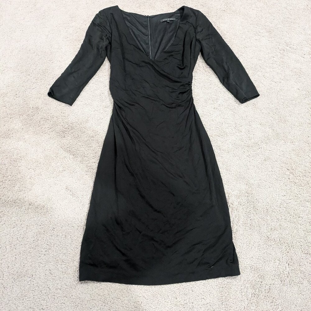 David Meister Sheath Rushed Black Dress 6‎